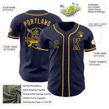 Load image into Gallery viewer, Custom Navy Gold Authentic Baseball Jersey
