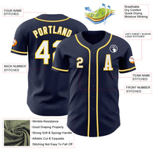 Load image into Gallery viewer, Custom Navy White-Yellow Authentic Baseball Jersey