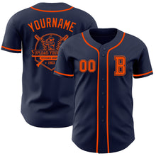 Load image into Gallery viewer, Custom Navy Orange Authentic Baseball Jersey