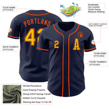Load image into Gallery viewer, Custom Navy Gold-Orange Authentic Baseball Jersey