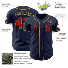 Load image into Gallery viewer, Custom Navy Red-Old Gold Authentic Baseball Jersey