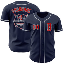 Load image into Gallery viewer, Custom Navy Red-Gray Authentic Baseball Jersey