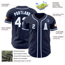 Load image into Gallery viewer, Custom Navy White-Light Blue Authentic Baseball Jersey