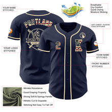 Load image into Gallery viewer, Custom Navy Vintage USA Flag-Cream Authentic Baseball Jersey