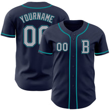 Load image into Gallery viewer, Custom Navy Gray-Teal Authentic Baseball Jersey