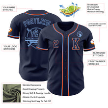 Load image into Gallery viewer, Custom Navy Powder Blue-Orange Authentic Baseball Jersey