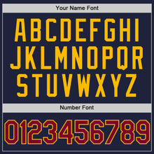 Load image into Gallery viewer, Custom Navy Maroon-Gold Authentic Throwback Basketball Jersey