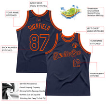 Load image into Gallery viewer, Custom Navy Orange Authentic Throwback Basketball Jersey