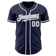 Load image into Gallery viewer, Custom Navy Silver-White Authentic Baseball Jersey
