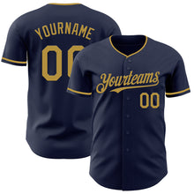 Load image into Gallery viewer, Custom Navy Old Gold Authentic Baseball Jersey