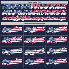 Load image into Gallery viewer, Custom Navy White Pinstripe USA Flag Authentic Baseball Jersey