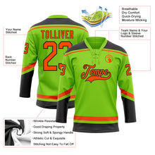 Load image into Gallery viewer, Custom Neon Green Orange-Black Hockey Lace Neck Jersey