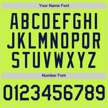 Load image into Gallery viewer, Custom Neon Green Navy Mesh Authentic Throwback Baseball Jersey