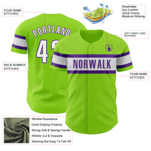 Load image into Gallery viewer, Custom Neon Green White-Purple Authentic Baseball Jersey