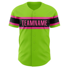 Load image into Gallery viewer, Custom Neon Green Pink-Black Authentic Baseball Jersey