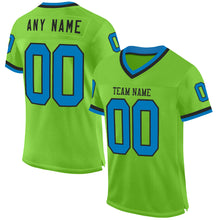 Load image into Gallery viewer, Custom Neon Green Blue-Black Mesh Authentic Throwback Football Jersey