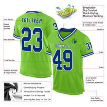 Load image into Gallery viewer, Custom Neon Green Royal-White Mesh Authentic Throwback Football Jersey