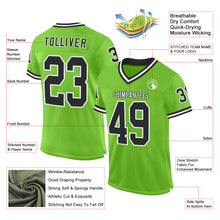 Load image into Gallery viewer, Custom Neon Green Black-White Mesh Authentic Throwback Football Jersey