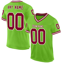 Load image into Gallery viewer, Custom Neon Green Maroon-White Mesh Authentic Throwback Football Jersey