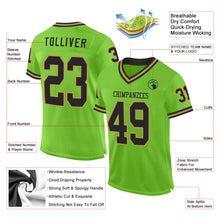 Load image into Gallery viewer, Custom Neon Green Black-Old Gold Mesh Authentic Throwback Football Jersey