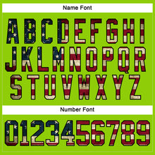 Load image into Gallery viewer, Custom Neon Green Vintage USA Flag Black-Cream Hockey Lace Neck Jersey