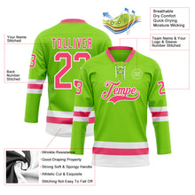 Load image into Gallery viewer, Custom Neon Green Neon Pink-White Hockey Lace Neck Jersey