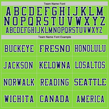 Load image into Gallery viewer, Custom Neon Green Navy-White Mesh Authentic Throwback Football Jersey