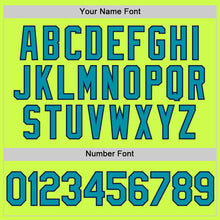 Load image into Gallery viewer, Custom Neon Green Teal-Navy Authentic Throwback Baseball Jersey