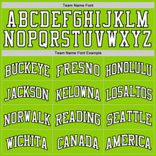 Load image into Gallery viewer, Custom Neon Green White Pinstripe Black Authentic Basketball Jersey