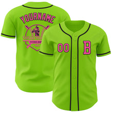 Load image into Gallery viewer, Custom Neon Green Pink-Black Authentic Baseball Jersey
