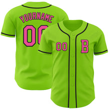 Load image into Gallery viewer, Custom Neon Green Pink-Black Authentic Baseball Jersey