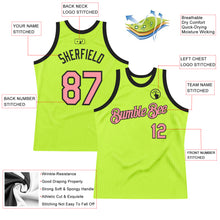Load image into Gallery viewer, Custom Neon Green Medium Pink-Black Authentic Throwback Basketball Jersey