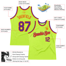 Load image into Gallery viewer, Custom Neon Green Purple-Orange Authentic Throwback Basketball Jersey
