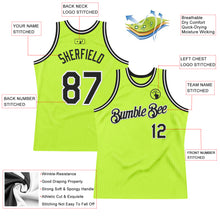 Load image into Gallery viewer, Custom Neon Green Black-White Authentic Throwback Basketball Jersey