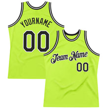 Load image into Gallery viewer, Custom Neon Green Black-White Authentic Throwback Basketball Jersey