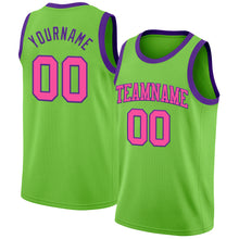 Load image into Gallery viewer, Custom Neon Green Pink-Purple Authentic Basketball Jersey