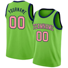 Load image into Gallery viewer, Custom Neon Green Medium Pink-Navy Authentic Basketball Jersey