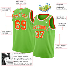 Load image into Gallery viewer, Custom Neon Green Orange-White Authentic Basketball Jersey