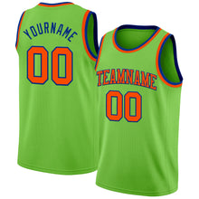Load image into Gallery viewer, Custom Neon Green Orange-Royal Authentic Basketball Jersey