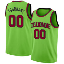 Load image into Gallery viewer, Custom Neon Green Maroon-Black Authentic Basketball Jersey