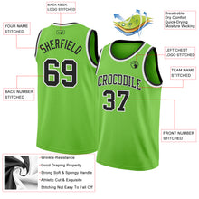 Load image into Gallery viewer, Custom Neon Green Black-White Authentic Basketball Jersey