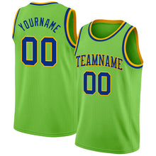 Load image into Gallery viewer, Custom Neon Green Royal-Gold Authentic Basketball Jersey
