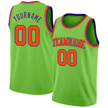 Load image into Gallery viewer, Custom Neon Green Orange-Purple Authentic Basketball Jersey