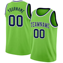 Load image into Gallery viewer, Custom Neon Green Navy-White Authentic Basketball Jersey