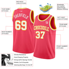 Load image into Gallery viewer, Custom Neon Pink White-Gold Authentic Basketball Jersey