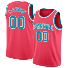 Load image into Gallery viewer, Custom Neon Pink Teal-White Authentic Basketball Jersey