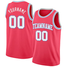 Load image into Gallery viewer, Custom Neon Pink White-Light Blue Authentic Basketball Jersey