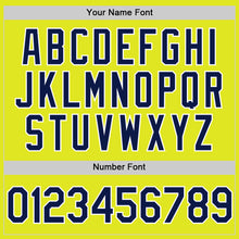 Load image into Gallery viewer, Custom Neon Yellow Navy-White Authentic Baseball Jersey