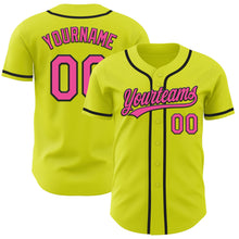Load image into Gallery viewer, Custom Neon Yellow Pink-Black Authentic Baseball Jersey