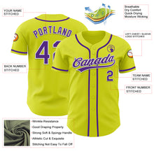 Load image into Gallery viewer, Custom Neon Yellow Purple-White Authentic Baseball Jersey